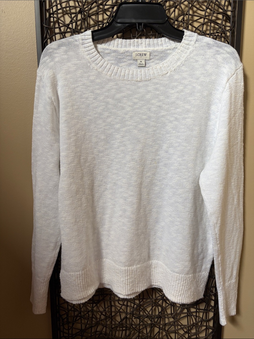 J. Crew Factory Women's Beach Weight White Crewneck Sweater